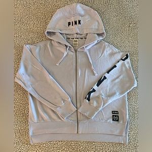 Victoria's Secret Pink Zip Up Logo Hoodie Jacket Women’s Size Medium Light Lilac
